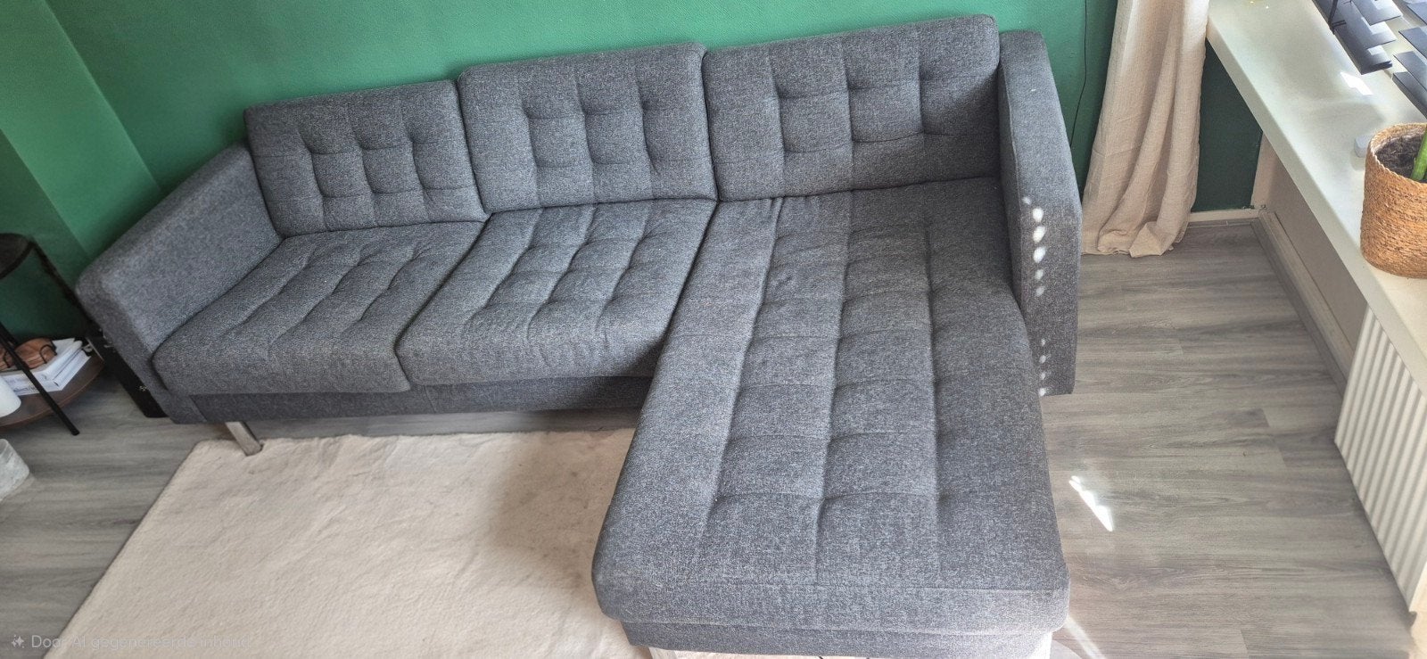 LANDSKRONA3-zitsbank, met chaise longue/Gunnared donkergrijs, Ophalen, Gebruikt, Stof, Modern