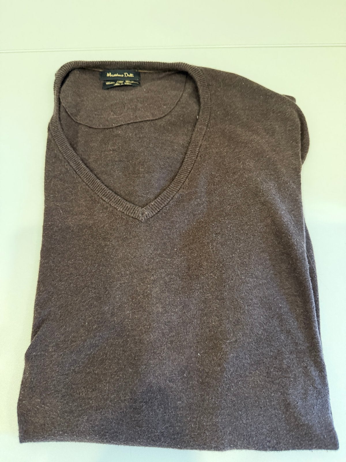 Massimo Dutti V-hals trui met elleboogstukken, Kleding | Heren, Truien en Vesten, Ophalen of Verzenden, Zo goed als nieuw, Maat 52/54 (L)