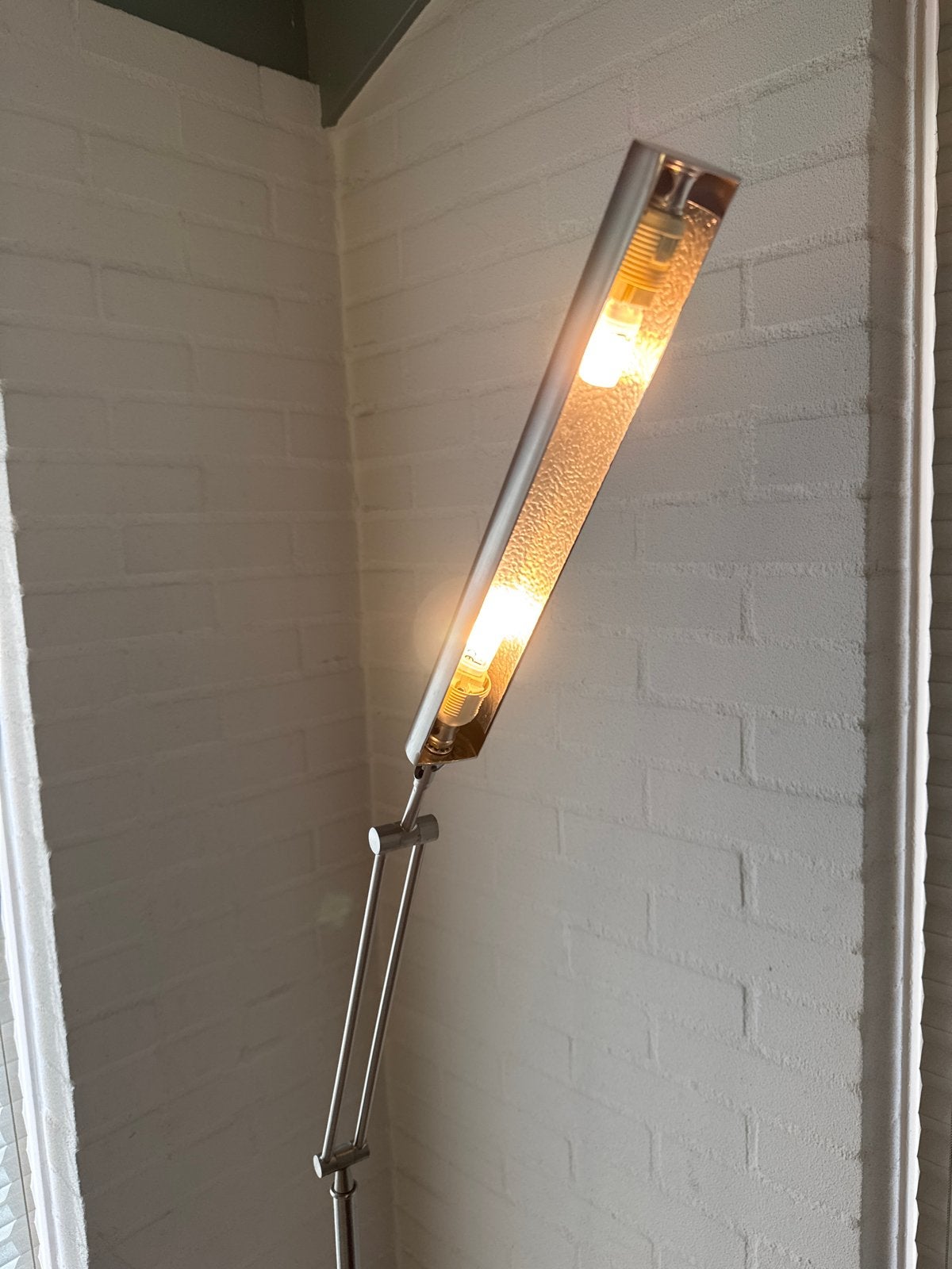 Staande vloerlamp/Leeslamp met Voetschakelaar, Ophalen, Gebruikt, 100 tot 150 cm, Modern strak