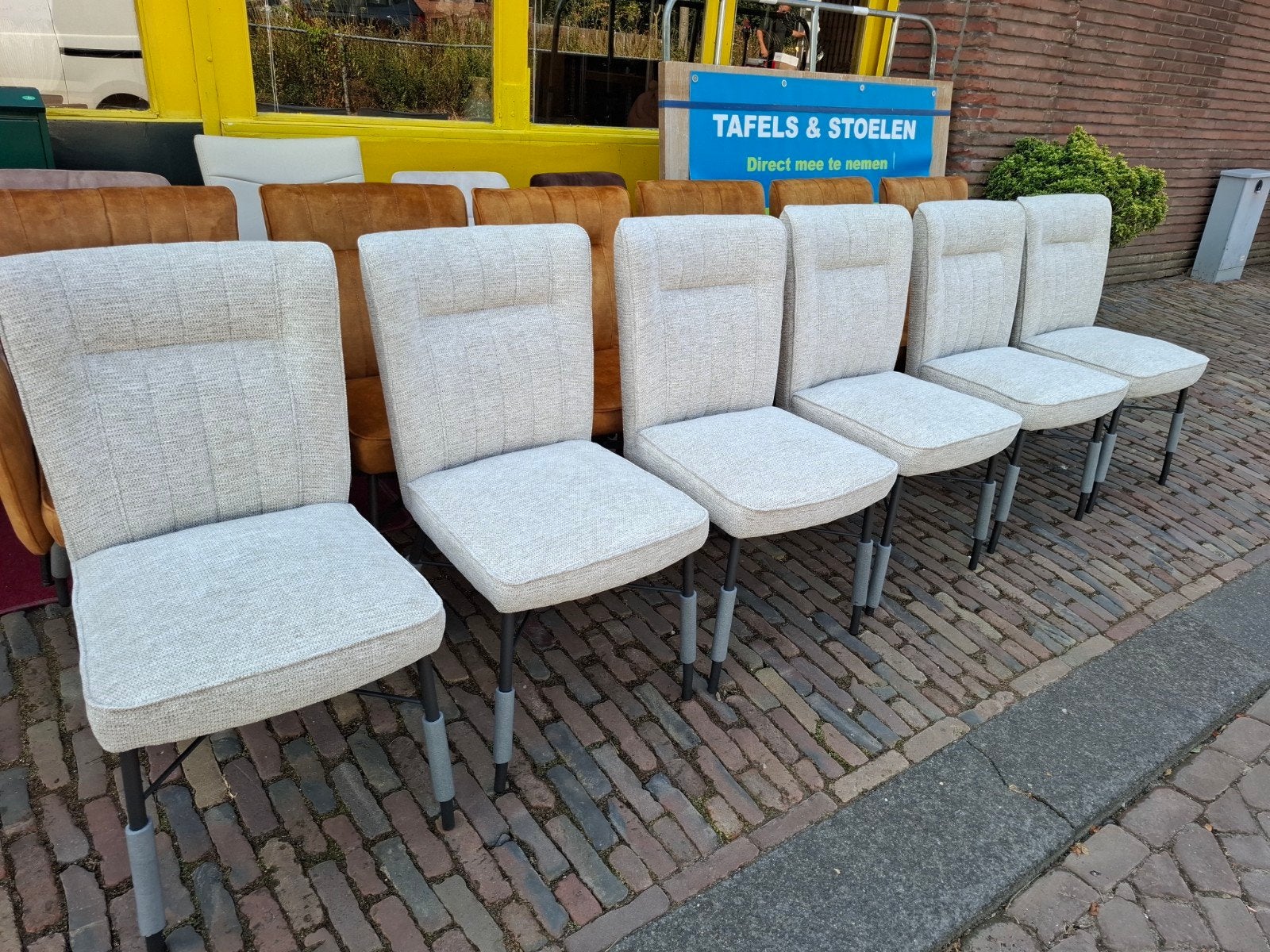 6 Nieuwe stoelen, Olvi, H&H, kleur creme met pocketvering, Ophalen, Wit, Nieuw, Stof