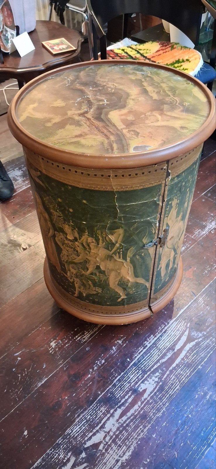 Vintage Jaren '30 Bartafel met Klassieke Afbeeldingen, Ophalen