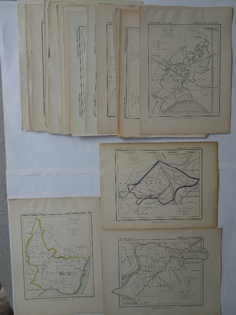Steendruk Kuyperkaarten Z-Beveland Walcheren Zeeland 1866, Origineel, Ophalen of Verzenden, Kaarten en plattegronden, Lithografie