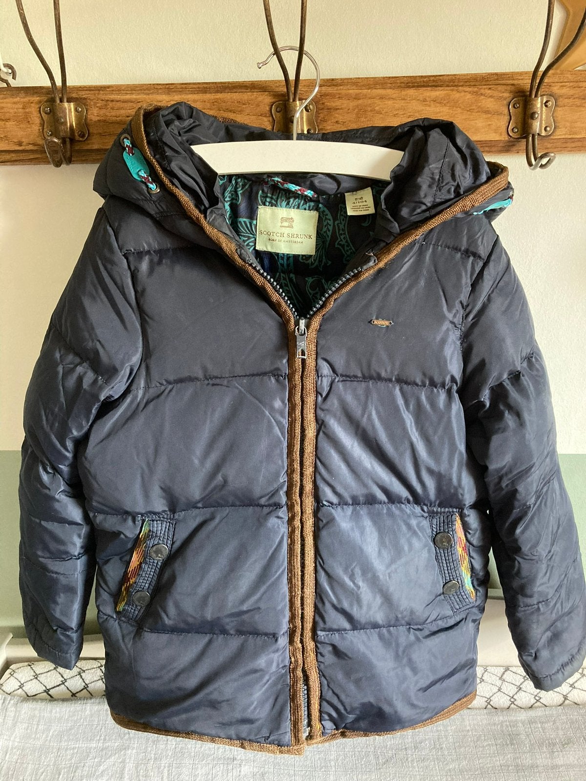 Winterjas Scotch Shrunk mt 104 d.blauw, Kinderen en Baby's, Ophalen of Verzenden, Gebruikt, Jongen, Jas