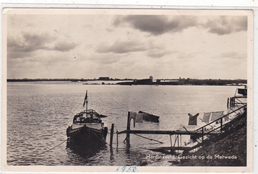 Hardinxveld-Gezicht op de Merwede circa 1954, Verzenden, 1940 tot 1960, Ongelopen, Zuid-Holland