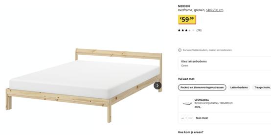 Second-hand bed and related products, Ophalen, Gebruikt, Bruin, 140 cm