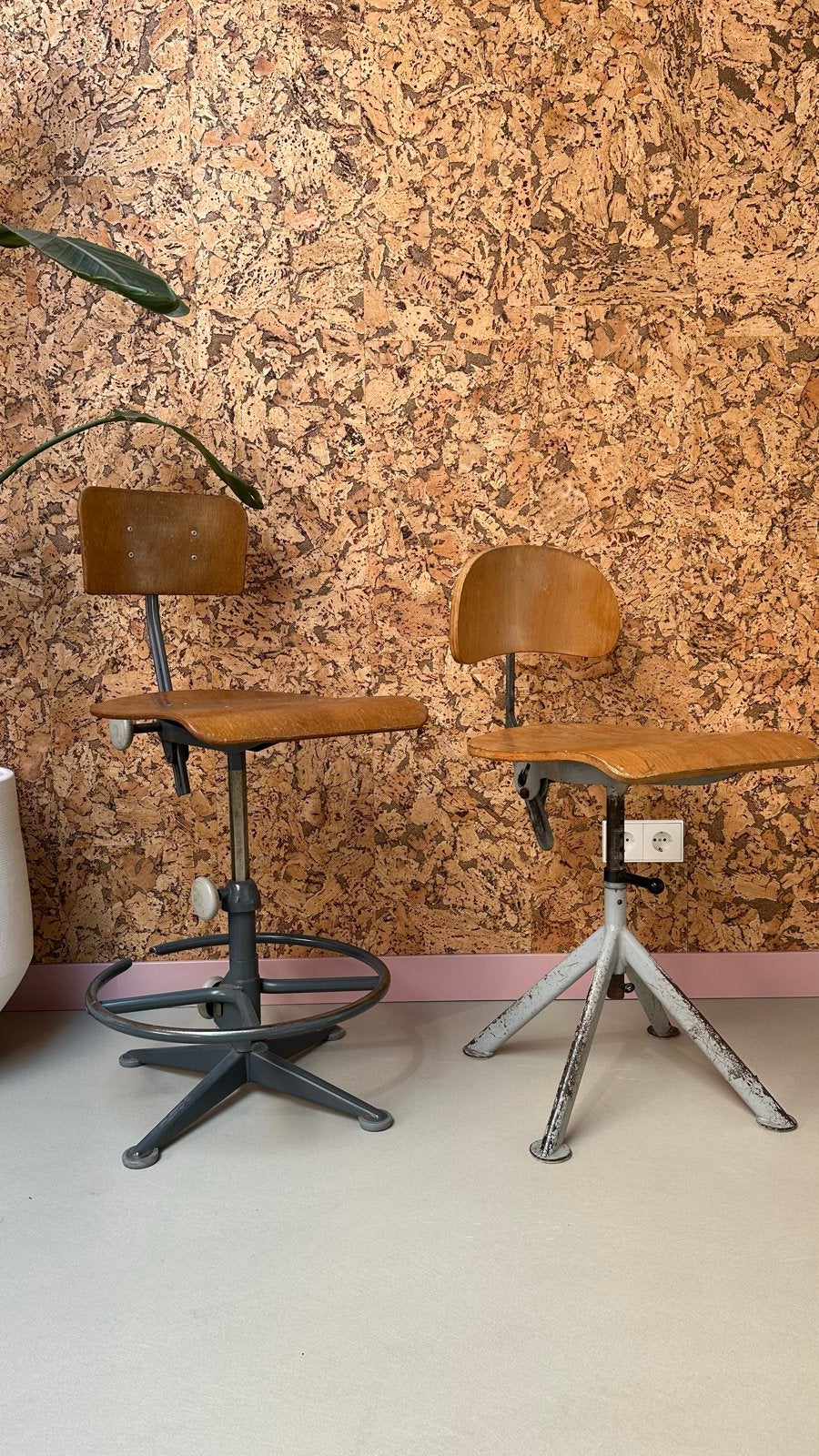 Vintage Jastol Industriële stoel/Tekenkruk, Ophalen