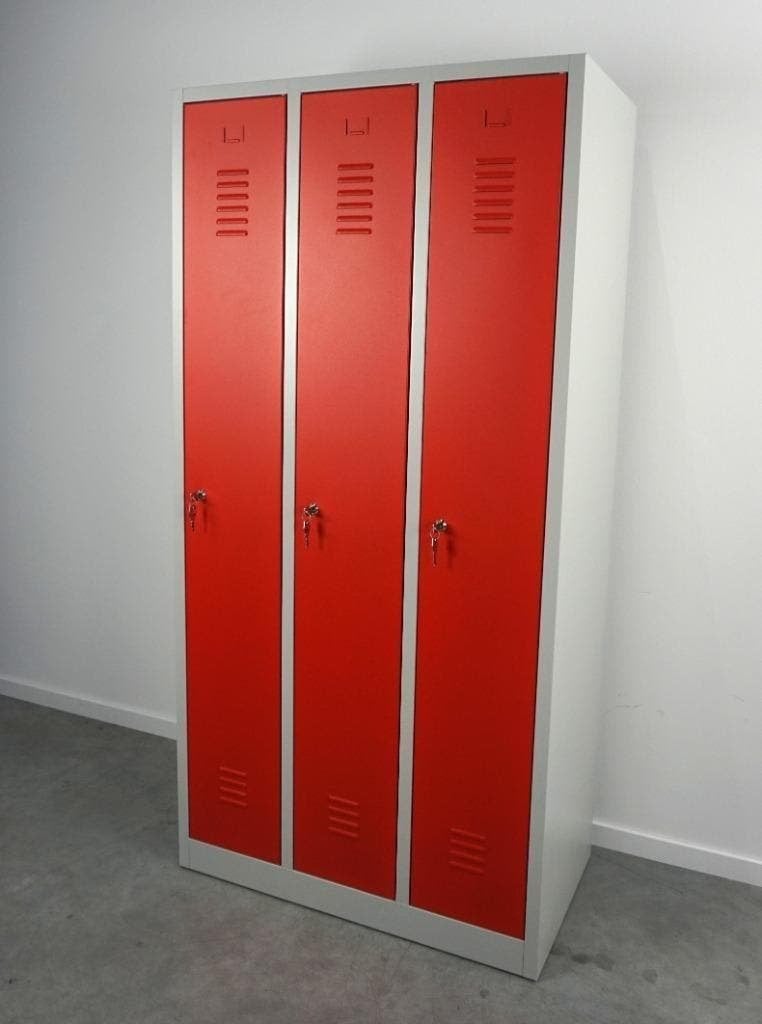 Lockerkast | 180 x 88 x 50 cm | Rood-grijs | Metaal, -, -, Nieuw, Ophalen of Verzenden