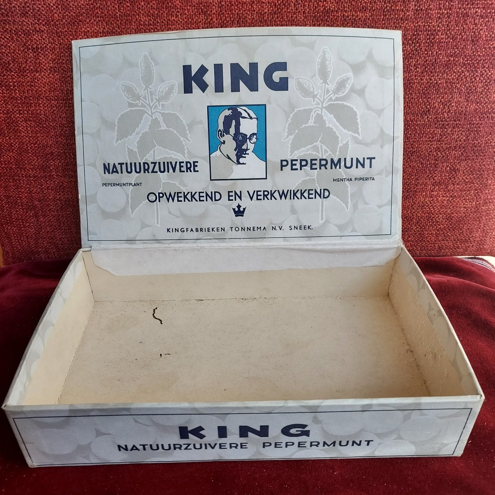 • Zeldzame Vintage KING Pepermunt Winkeldoos –  Karton, Ophalen of Verzenden, Gebruikt, Verpakking