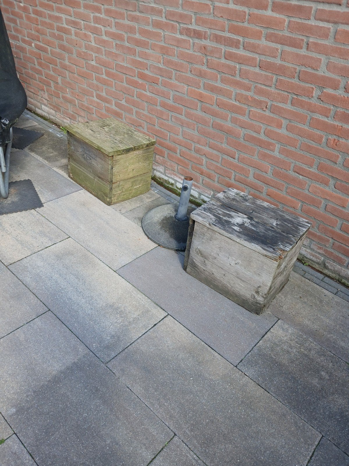 steigerhouten hockers gratis, Ophalen, Hout