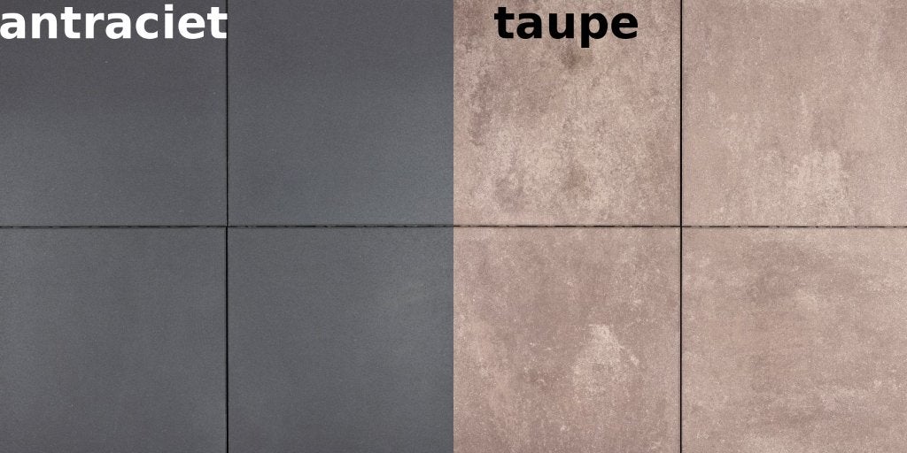 Betontegel Trippel T Antraciet /Taupe 60x60x4, Moderne tegel, Tuin en Terras, Ophalen of Verzenden, Nieuw, Beton, Terrastegels