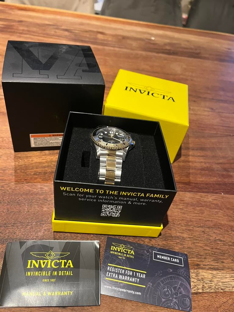Zilveren gouden Invicta polshorloge, Overige merken, Polshorloge, Overige materialen, Nieuw
