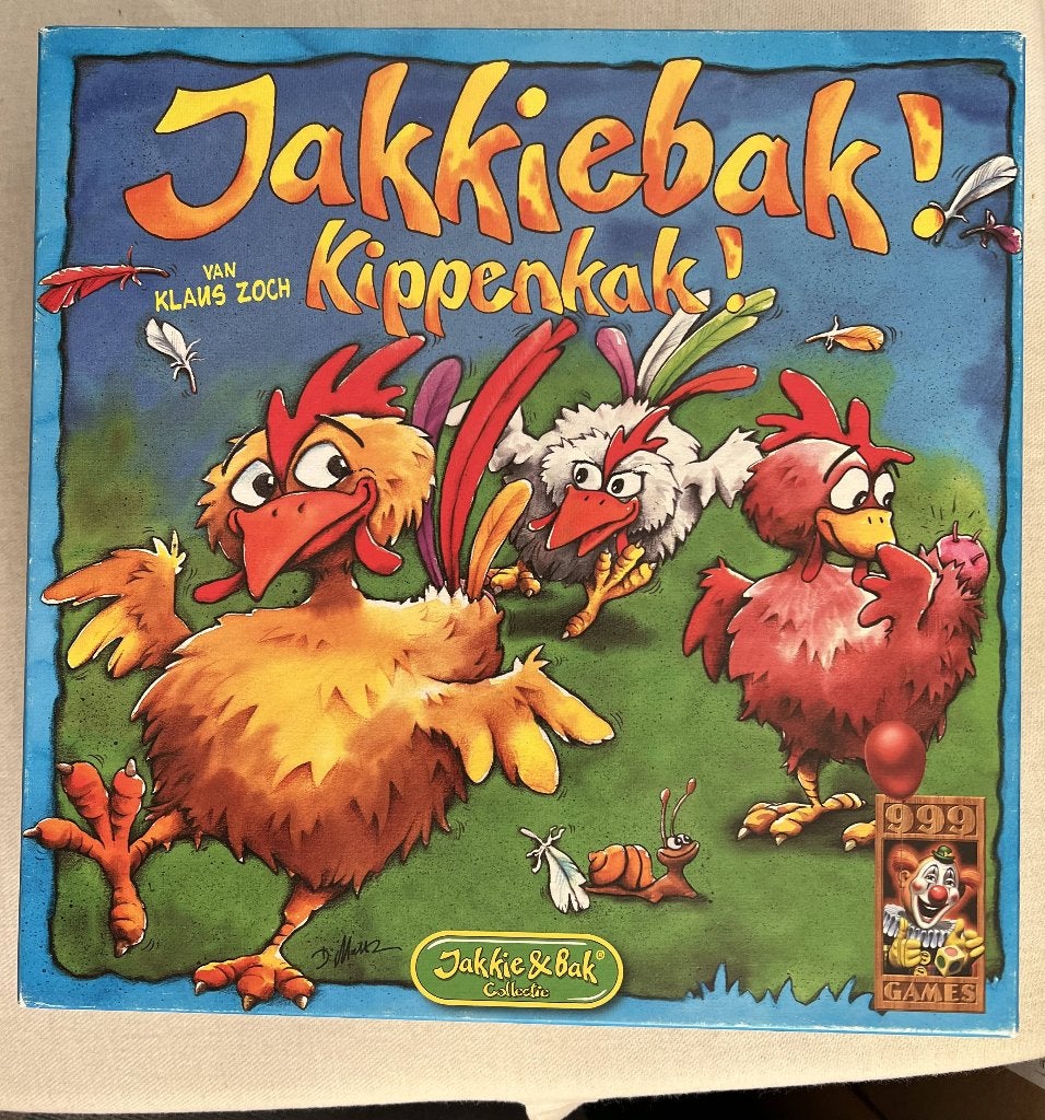 Spel Jakkiebak Kippenkak., Drie of vier spelers, Ophalen of Verzenden, Zo goed als nieuw, 999 Games
