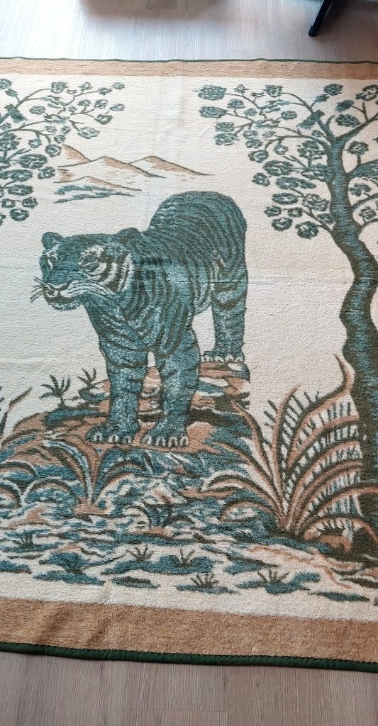 Vintage XL Tijger deken / Groot Wandkleed (Jaren '70/'80), Huis en Inrichting, Eu, Overige materialen, Ophalen of Verzenden, Overige merken