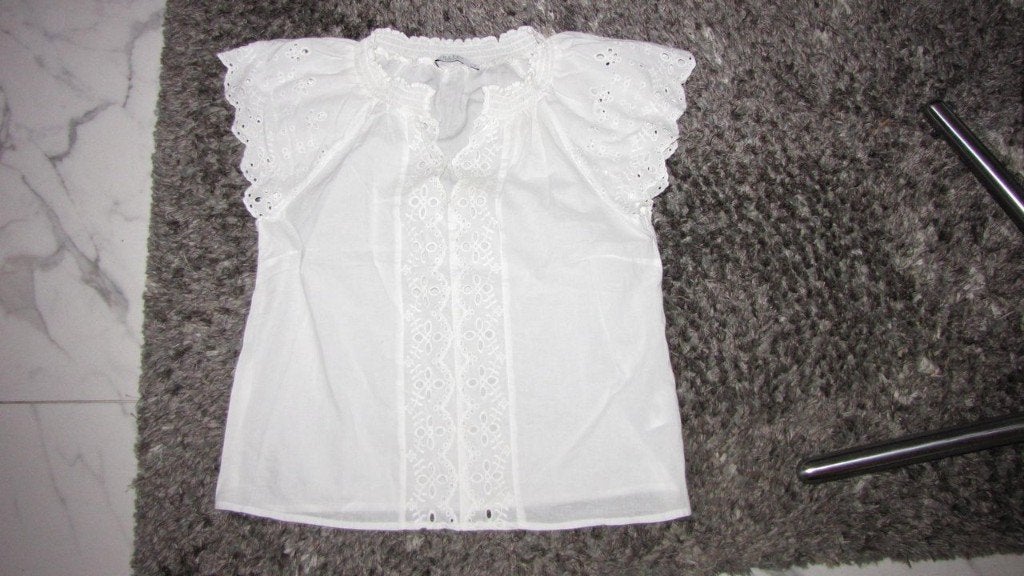 36 COSTES broderie blouse, Ophalen of Verzenden, Zo goed als nieuw, Maat 36 (S), Wit
