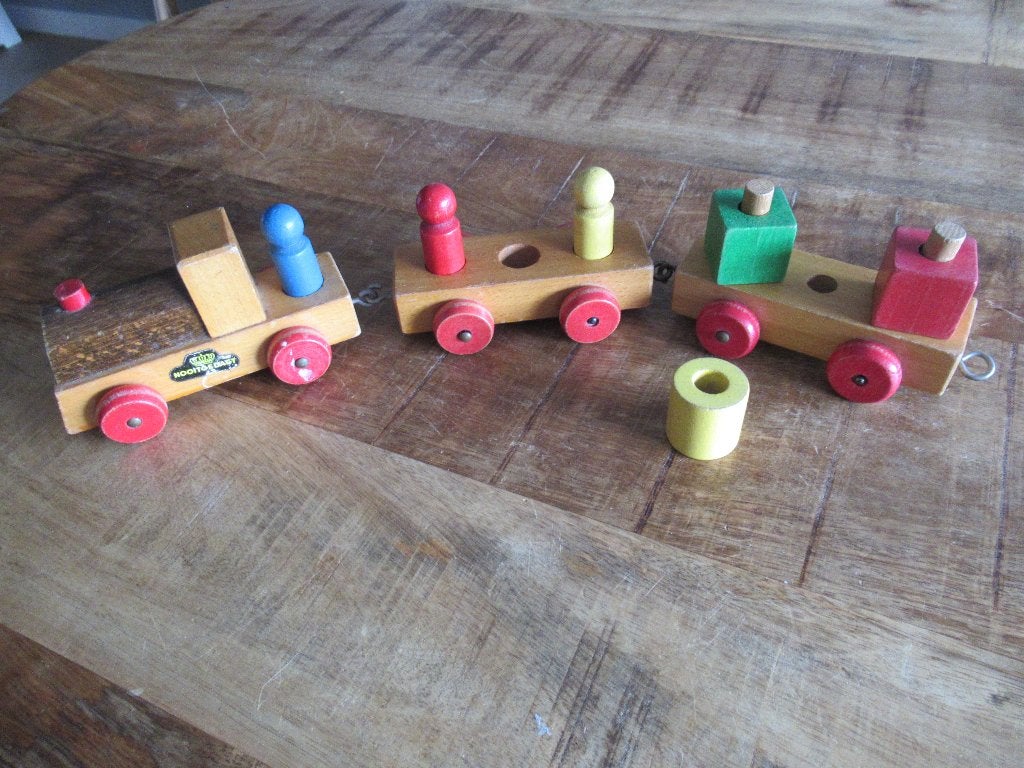 Houten vintage antiek treintje trein Fa. Nooitgedagt IJlst, Ophalen of Verzenden