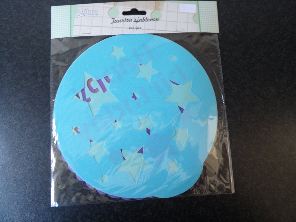 nieuw set van 4 taart sjablonen - stencils 22.5, Hobby en Vrije tijd, Taarten en Cupcakes maken, Ophalen of Verzenden, Nieuw, Taarten