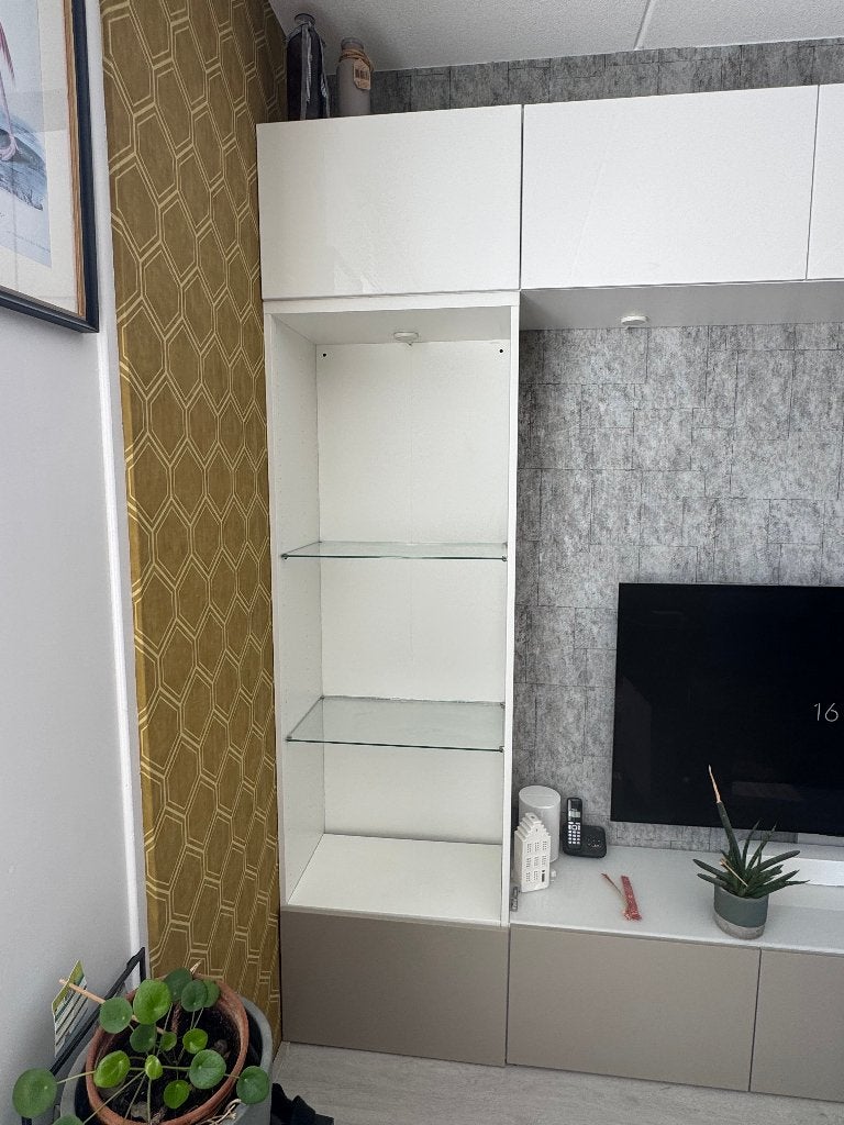 IKEA BESTÅ Vitrinekast met LED-Verlichting & Glazen Planken, Ophalen, Glas, 50 tot 100 cm, 150 tot 200 cm