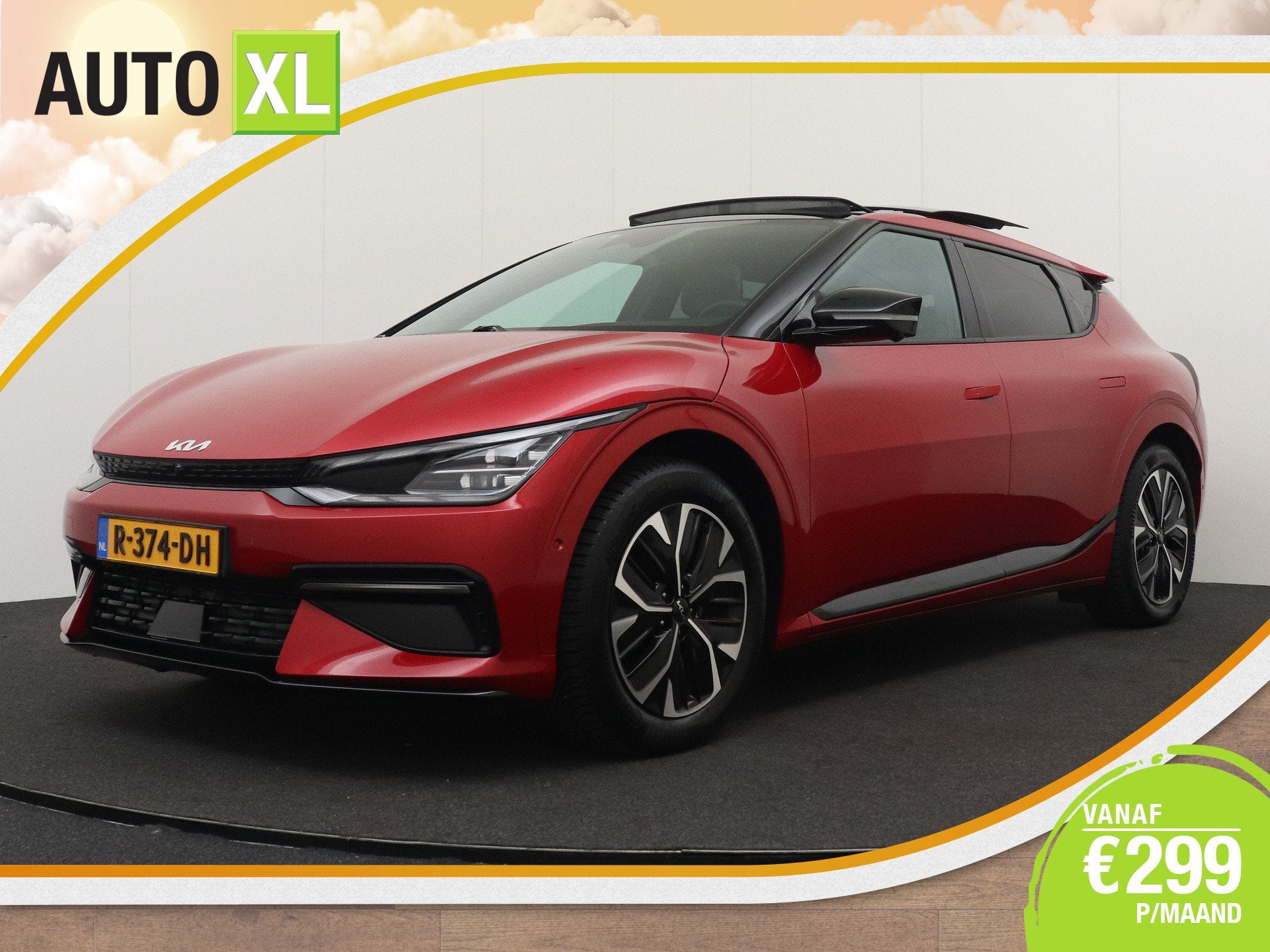 Kia Ev6 GT-Line 77.4 kWh (96% SOH) Pano-Dak Stoelventilatie, Auto's, Automaat, Achterwielaandrijving, Zwart, Origineel Nederlands