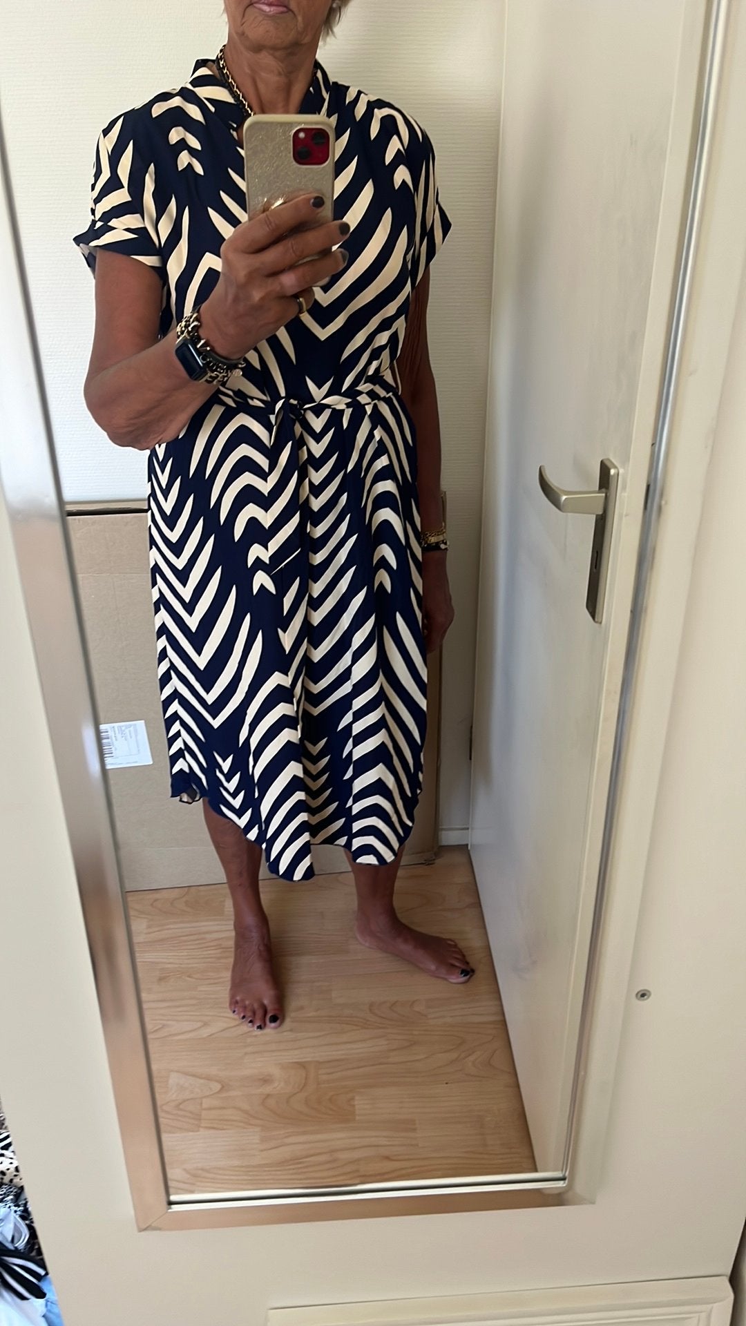 Midijurk Shein marineblauw beige xl, Maat 46/48 (XL) of groter, Nieuw, Onder de knie, Verzenden