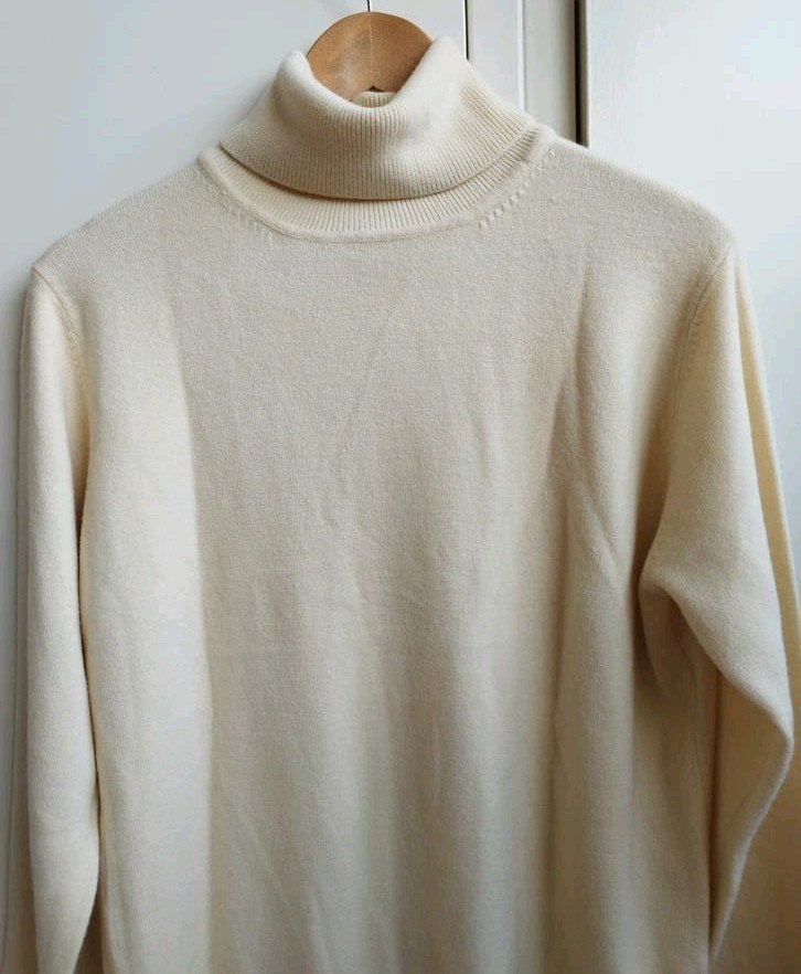 Casha 100% Cashmere turtleneck kol trui L 42 Ecru, Verzenden, Beige, Maat 42/44 (L), Zo goed als nieuw