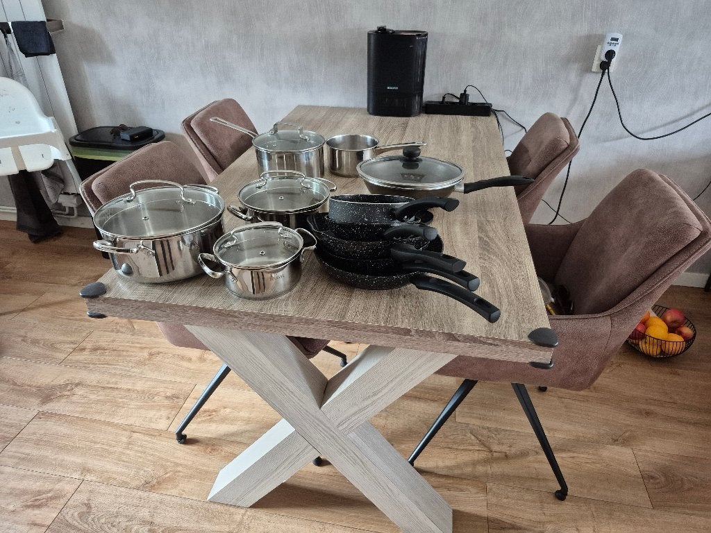 koekepan en hapjespan en steelpannetjes, Huis en Inrichting, Ophalen, Overige materialen, Pannenset, Met handvatten
