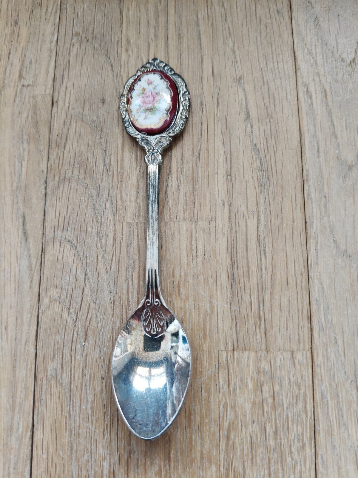 Zilveren lepel met rozenmotief - 13 cm, Ophalen of Verzenden