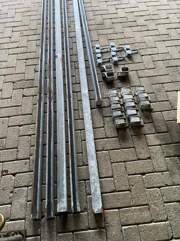 Schuifdeur rails zwaar 17.11m   Beugel hangrollen, Ophalen, Zo goed als nieuw