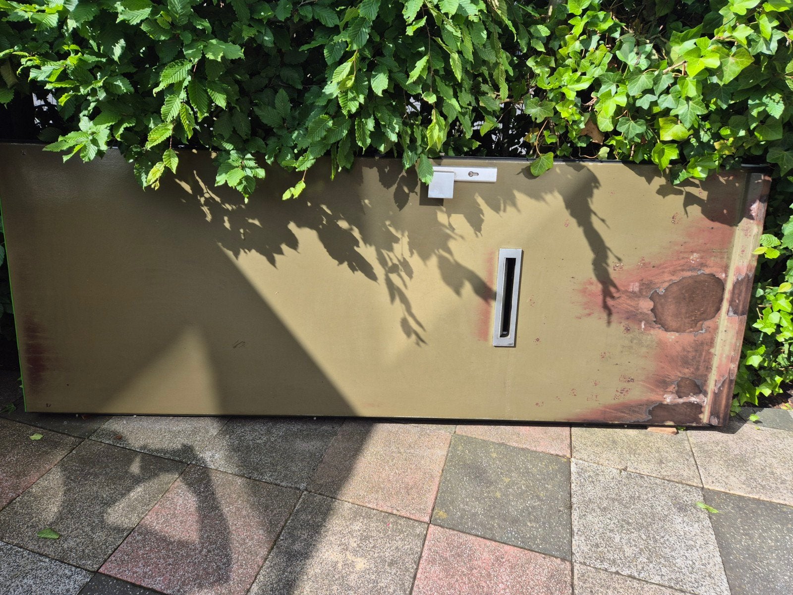 Massieve houten buitendeur met driepuntsluiting, Doe-het-zelf en Verbouw, Deuren en Horren, Gebruikt, 80 tot 100 cm, 215 cm of meer