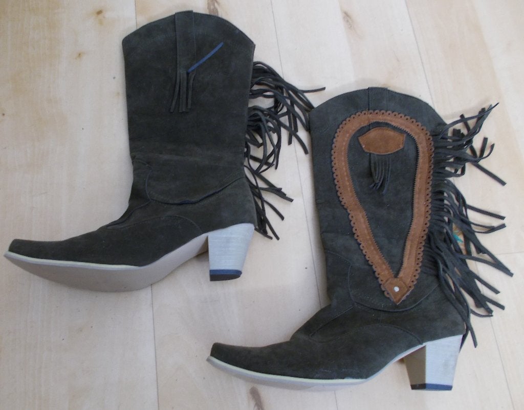 Stoere cowboy/western groene laarzen met sliertjes! 39, Kleding | Dames, Hoge laarzen, Verzenden, Nieuw, Groen