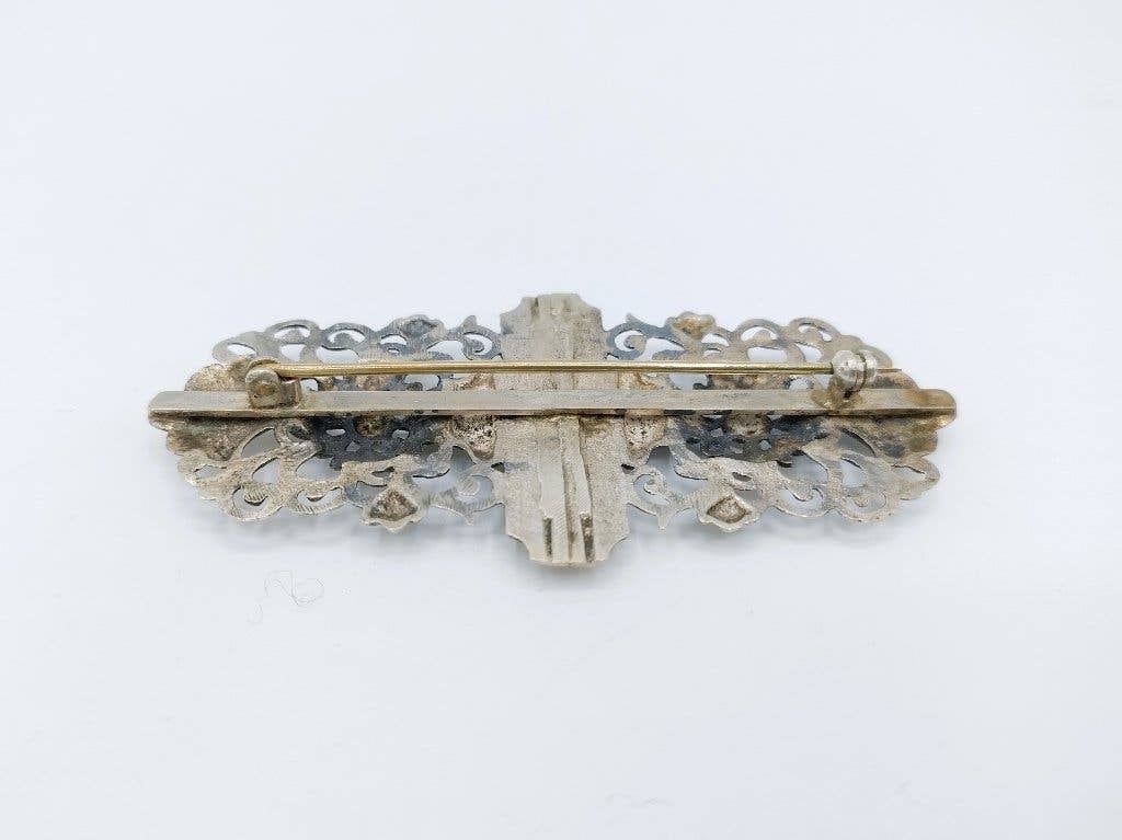 Zilveren bijbelslot broche, Wed. W. Roelfsema, ca. 1862, Verzenden, Zilver, Ring