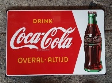 Mooie zwaar emaillen bord drink Coca cola retro reclame, Verzamelen, Reclamebord, Ophalen of Verzenden, Zo goed als nieuw, Info@americansaleshop.nl