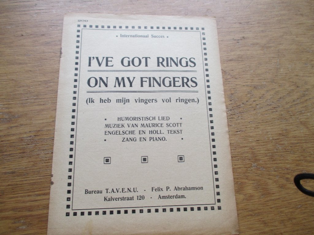 I've Got Rings on My Fingers - Oude bladmuziek, Zang, Gebruikt, Ophalen of Verzenden, Thema