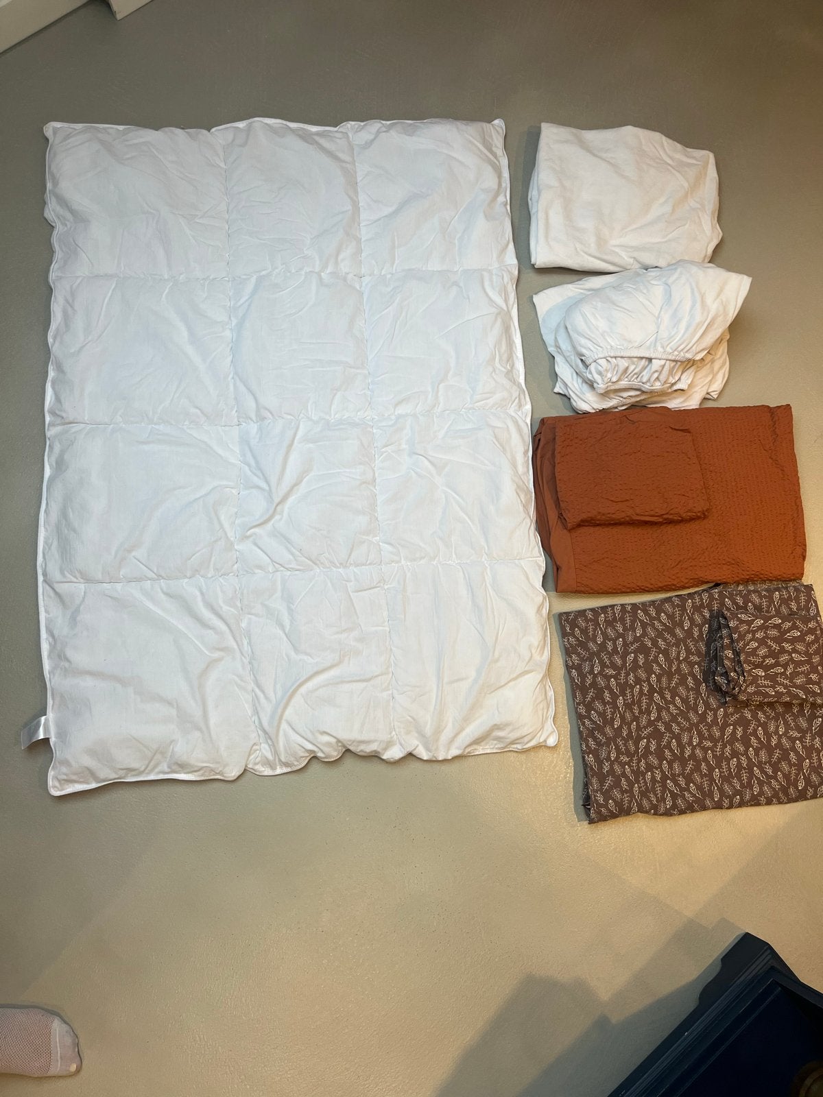 Beddengoed ledikant 60x120: hoeslakens, molton, dekbedovertr, Gebruikt, Overige maten, Wit, Beddengoedset