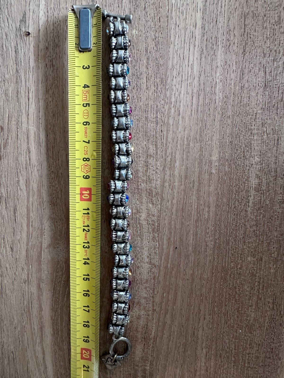 Otazu Zilverkleurige Armband met Gekleurde Kristallen, Met kristal, Overige materialen, Gebruikt, Ophalen of Verzenden