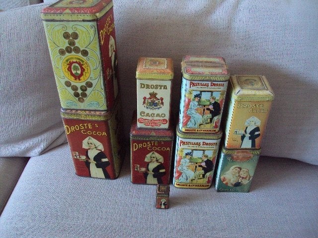 Antieke Droste Cacao blikken, Verzamelen, Blikken, Ophalen of Verzenden, Gebruikt, Overige, Droste