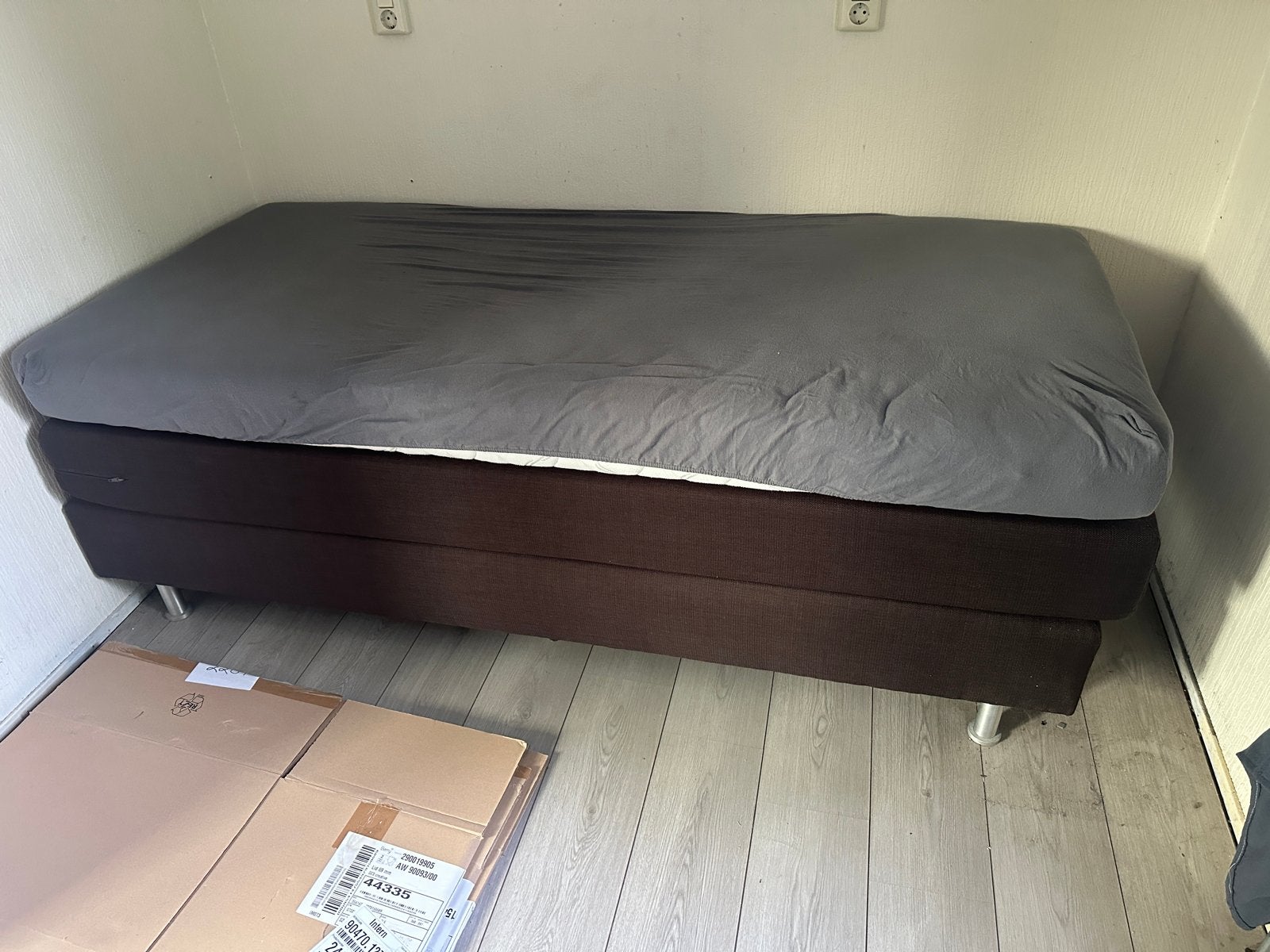 eenpersoons boxspringbed, Ophalen, Gebruikt, Eenpersoons, Bruin