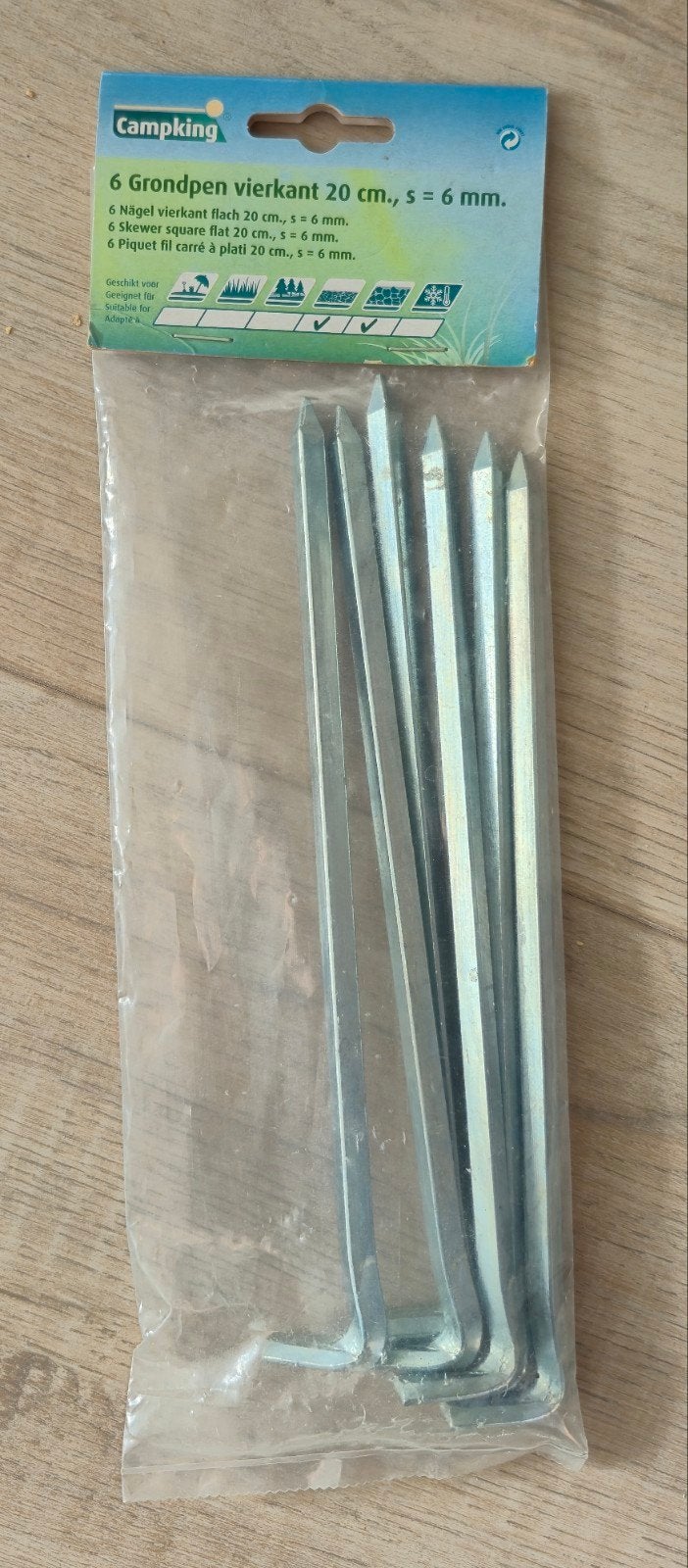 Campking Grondpennen 20 cm - 6 stuks - Nieuw, Caravans en Kamperen, Ophalen of Verzenden, Nieuw