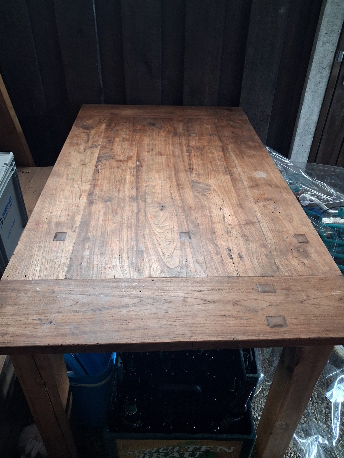 Prachtige teak houten eettafel, Huis en Inrichting, Tafels | Eettafels, 200 cm of meer, Zo goed als nieuw, Rechthoekig, 50 tot 100 cm