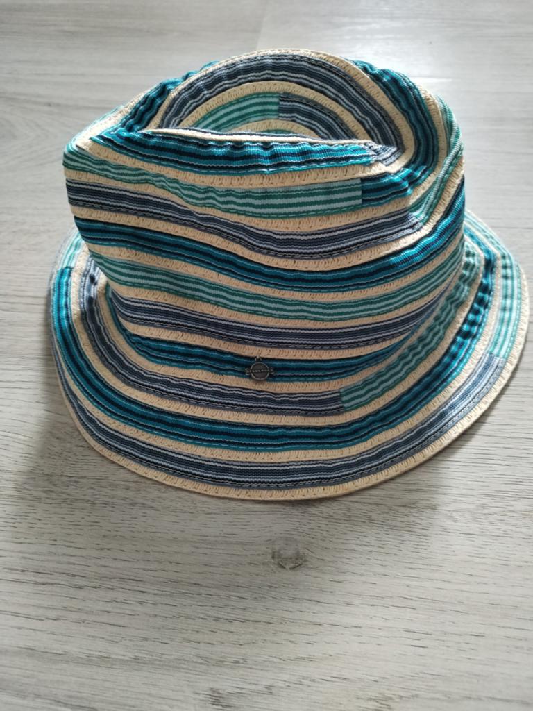 Seeberger gestreepte strand hoed - One Size, Hoed, Zo goed als nieuw, Seeberger, One size fits all
