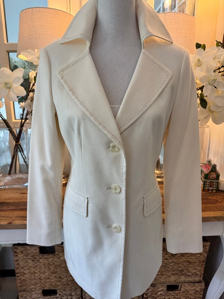 Ongedragen, Crème, lange blazer Heine, 36/S, nieuw., Verzenden, Wit, Nieuw, Jasje