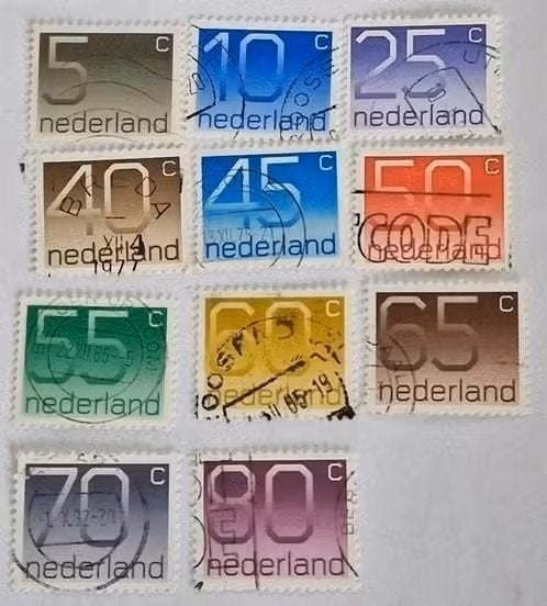 Nederland 1976-1981 - nvph1108-1118 -Cijferserie Crouwel  ao, Ophalen of Verzenden, Na 1940, Gestempeld