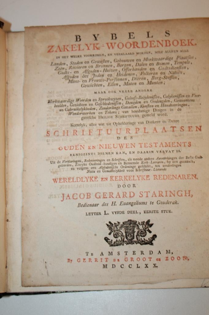 Staringh - Bybels Zakelyk Woordenboek, letter L (1770), Ophalen of Verzenden