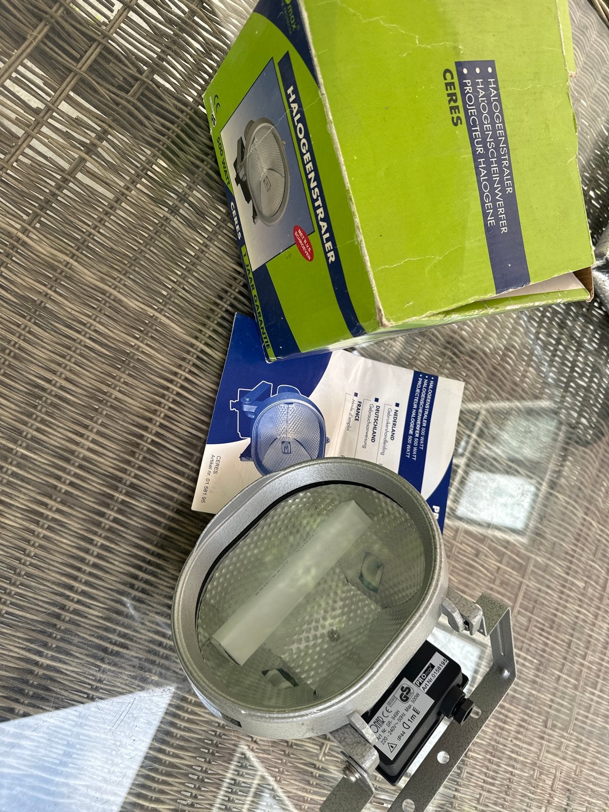 Halogeenstraler 500W - Nieuw in doos, Ophalen, Nieuw, 500 watt of meer, Lamp met armatuur