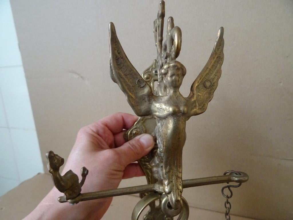 Vintage bronzen bel deurbel kloosterbel poortbel met engel, Ophalen of Verzenden