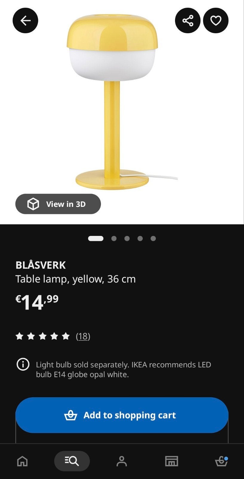 IKEA BLÅSVERK Tafellamp Geel - Nieuw in doos, Huis en Inrichting, Lampen | Tafellampen, Kunststof, E14 (klein), Nieuw, Ophalen of Verzenden