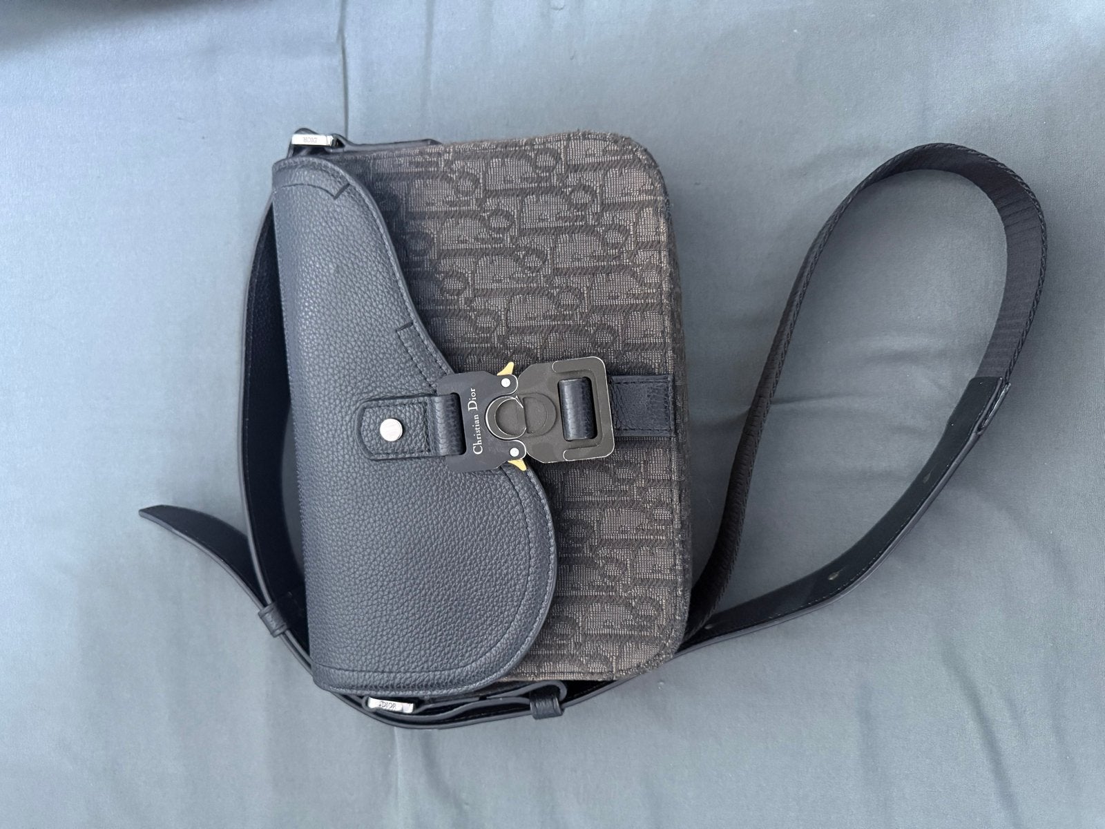 Dior Saddle Bag Oblique Zwart/Grijs, Sieraden, Tassen en Uiterlijk, Ophalen of Verzenden, Zo goed als nieuw, Zwart, Schoudertasje