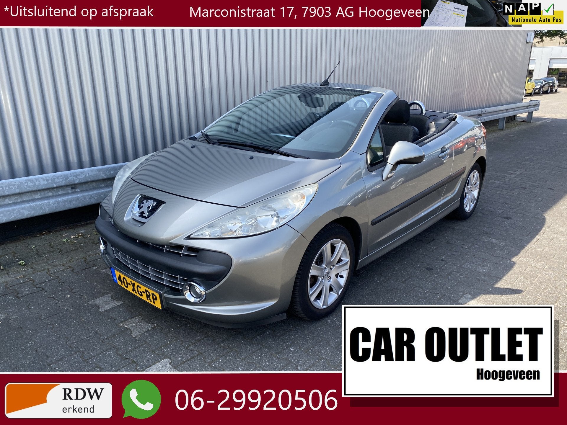 Peugeot 207 CC 1.6 VTi Première Nette Cabrio met A/C, Carki, Voorwielaandrijving, Gebruikt, 4 cilinders, Cabriolet