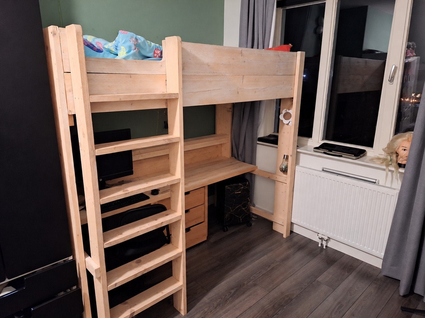 Hoogslaper stijgerhout met bureau, Kinderen en Baby's, Ophalen, Gebruikt, Hoogslaper