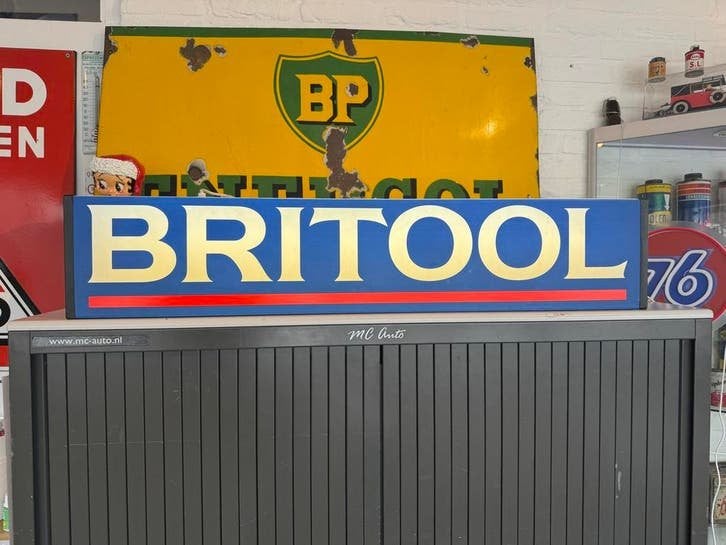 Vintage Britool Lichtbak - Garage Reclamebord, Antiek en Kunst, Ophalen