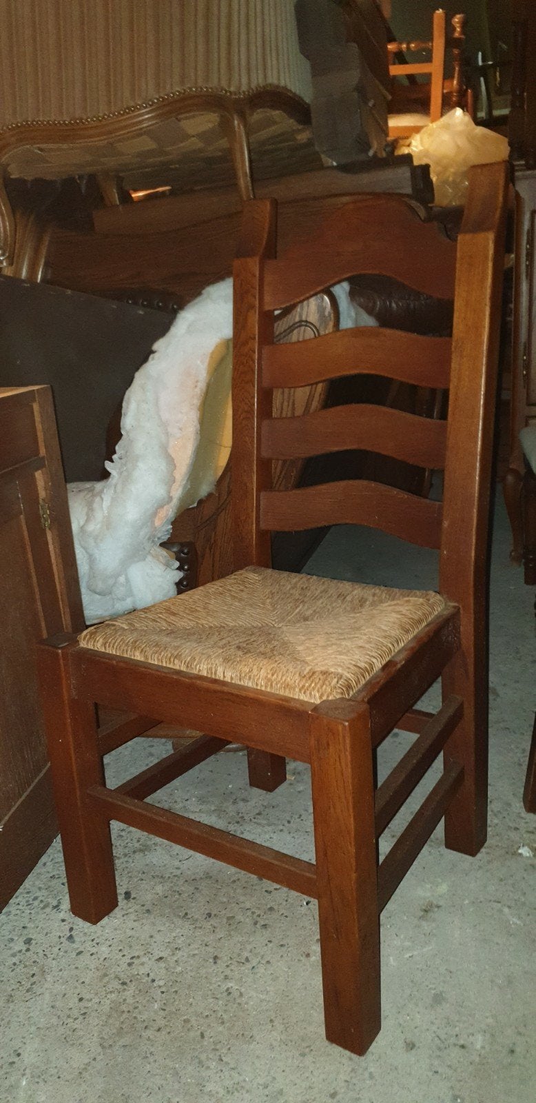 6 Eiken eetkamerstoelen met biezen zitting, Ophalen